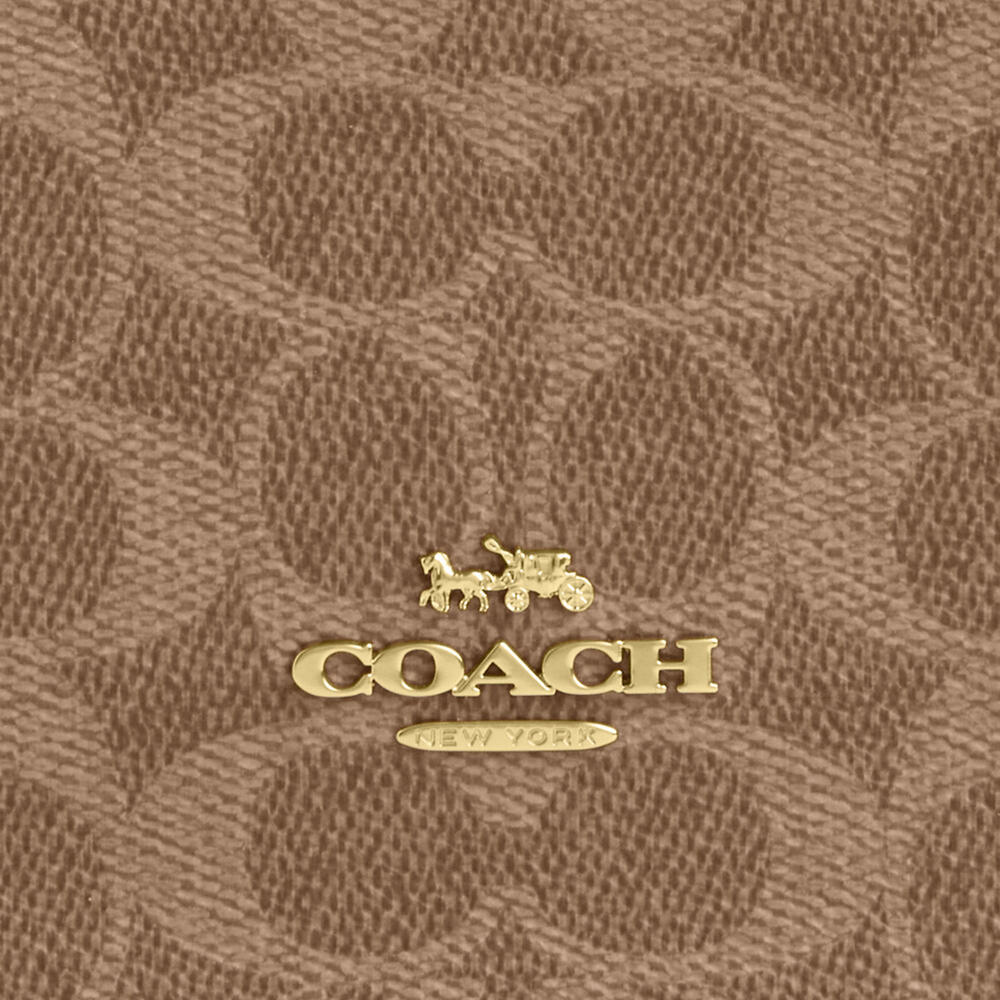 COACH boxed Mini Tote Bag And Mirror Bag Charm Set In Signature Canvas